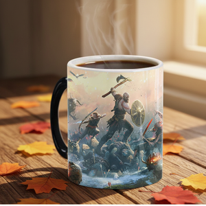 Usine Changement de Couleur Viking Wars Warfare Tasses Céramique Eau Chaude Sublimation Tasse Sensible À La Chaleur Star <span class=keywords><strong>God</strong></span> War Tasse À Café - Product Image 6