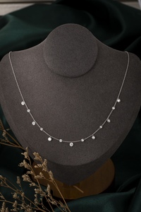 Collar de Oro Real de 10K con Diamante Cultivado en Laboratorio Personalizado de Fábrica, Collar con Colgante de Barra Larga para Regalo - Product Image 4