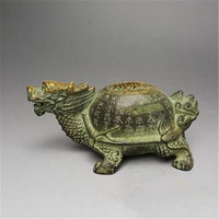 Sculpture de tortue dragon en laiton imitation antique haut de gamme, peinte à la main, figurine de table, art chinois, objet de collection, cadeau pour la vente en gros