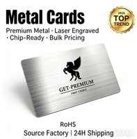 Carte de membre VIP en acier inoxydable brossé sur mesure, 85,5x54 mm, épaisseur 0,8 mm, impression offset, carte de visite en métal