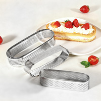 En stock : Moule à pâtisserie ovale perforé en acier inoxydable, cercle à mousse, cercle à tarte française, moule à cheesecake, moule à gâteau de riz, compatible four