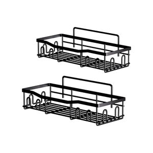Vente en gros d'usine, ensemble de 5 étagères de rangement parfaites, noires, sans perçage, en fer, pour salle de bain, cuisine, douche - Product Image 1