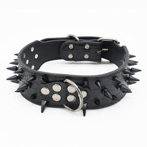 Großhandel Spiked Leder Hunde halsband Leder Eavy Duty gepolstert und verstellbar für große und XL-Rassen - Product Image 1