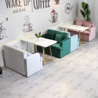 Table de café en velours moderne et ensemble de chaises en cuir café restaurant mobilier commercial canapé banquette siège