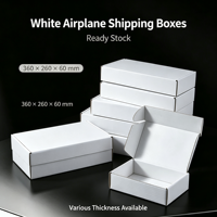 Boîte d'expédition rectangulaire blanche en stock, boîte d'emballage pour vêtements, plusieurs tailles disponibles, boîte en carton pour colis aériens en gros