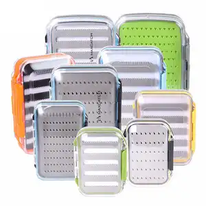 High quality Waterproof slim fly fishing plastic box double side bait lure hooks storage boxes carp fly fishing accessories