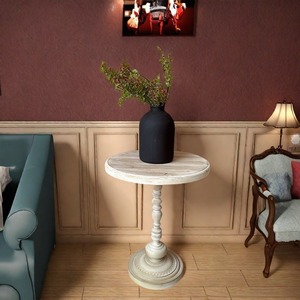 French Country Style Wooden <b>Round</b> Coffee <b>Table</b> 24W712-45 Natural Wood Decorative Living Room <b>Side</b> <b>Table</b> - Product Image 2