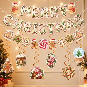 Wholesale <b>Gingerbread</b> <b>Christmas</b> Party <b>Decoration</b> Set Paper Banner Hanging Cutouts Candy Indoor Festive Ornaments - Product Image 6