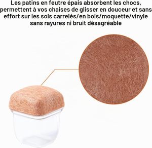 Protections de pieds de chaise antidérapantes en silicone avec feutre pour meubles - Product Image 5