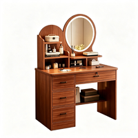 Coiffeuse moderne en bois Tenghang avec miroir éclairé, 4 tiroirs de rangement, ensemble de table de maquillage pour chambre à coucher