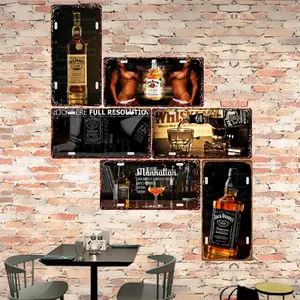 Wholesale Man Cave Signs Style Bar Wine Whisky Retro Stickers Metal Plate Poster Painting Vintage Tin Sign Home Decor