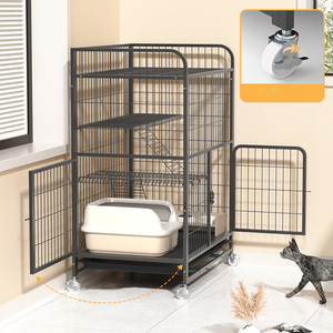 กรงแมวมีล้อ บ้านแมวโลหะขนาดใหญ่ แข็งแรง ทนทาน สำหรับใช้ภายในบ้าน - Product Image 5
