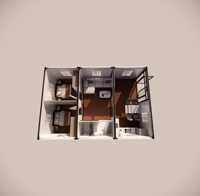 Casa Modular Prefabricada MHY de 20 pies/40 pies, Construcción Integrada, Techo a Dos Aguas, Tipo Contenedor