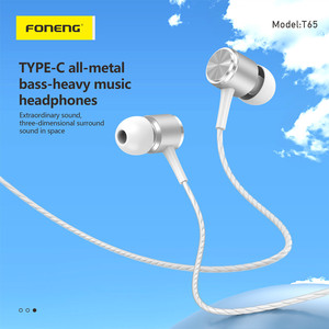 Foneng 2023หูฟังแบบมีสายรุ่น C, อุปกรณ์เสริมหูฟังสเตอริโอใส่ในหูพร้อมไมโครโฟนหูฟังแบบมีสายรุ่นพื้นฐาน - Product Image 4