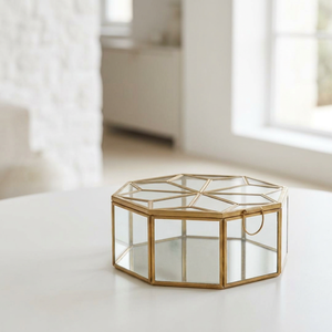 Wholesale Brass Framed Glass <b>Box</b> with Star Designer <b>Lid</b> for Home Decoration and <b>Storage</b> - Product Image 1