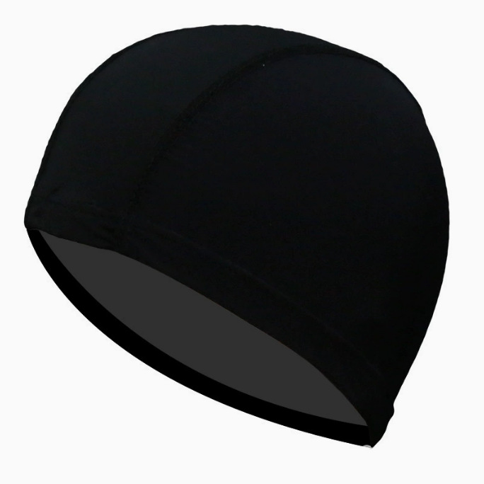 3-Adult Black Cloth Swimming Cap