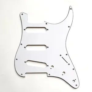 Pickguard Gitar SSS 11 Lubang Putih 3ply Pickguard Bahan St untuk Bagian Gitar Listrik