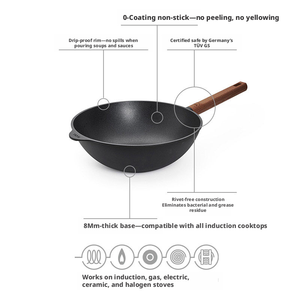 Ensemble de <span class=keywords><strong>wok</strong></span>, poêle et autocuiseur à micro-pression en granit antiadhésif durable, revêtement sans produits chimiques, compatible induction - Product Image 2