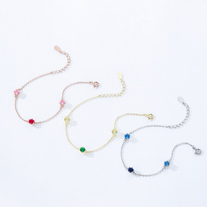 Pulsera de Cadena de Plata de Ley S925 con Diamantes Rojos y Baño de Oro Rosa para Mujer, Joyería de Moda, Versión de Cobre Personalizable - Product Image 4