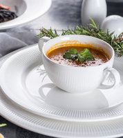 Ensemble de bols en céramique pour la restauration hôtelière, élégance blanche pure, gaufré, pour soupe, dessert, salade, riz, bols en porcelaine