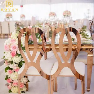 新设计酒店家具玫瑰金色婚礼活动使用餐饮不锈钢椅子