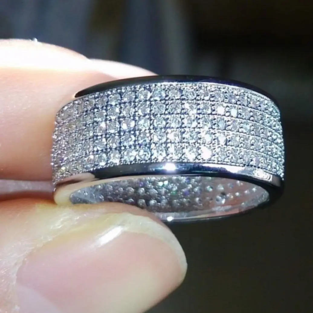 CAOSHI Wholesale Customized Classic 925 Silver Plated Jewelry Women Micro Insert Diamond Cubic Zirconia Wedding Engagement Rings