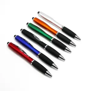 neu 3 in 1 individuelles logo geschenk kugelschreiber led glühend mobil touch-stift stylus werbestift licht kugelschreiber mit logo