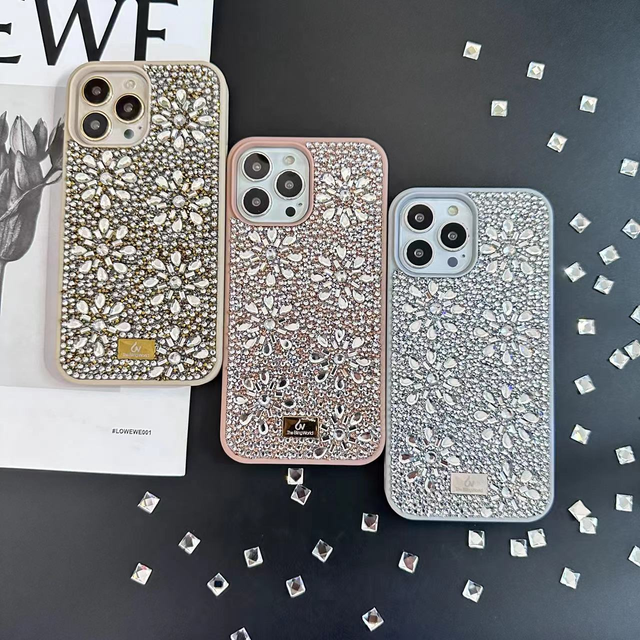 Luxury  Bling Diamond Phone Back Case Mobile Shell Protective Cover for Iphone 15 14 Pro Max