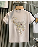 T-shirt pour homme personnalisé de haute qualité, broderie de logo, vêtements pour homme, décontracté, manches courtes, coton lourd, t-shirt brodé pour homme, blanc