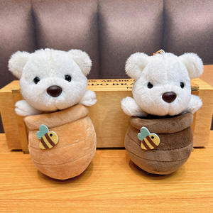 Mignon porte-clés en forme d'ours en coton pour sac d'école, pendentif, vente en gros, cadeau de bijoux avec petit ornement en peluche - Product Image 2