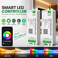 Contrôleur de bande lumineuse LED intelligent à commande vocale CCT/RGB/RGBW/RGBCW, système de contrôle Zigbee, CE Rohs, application vocale Tuya, contrôleur LED