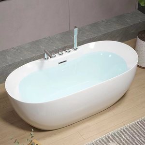 Oval <b>Acrylic</b> Bathtub 160Cm Modern Design For Home Hotel Use With Faucet Set Durable Adult Size - Product Image 2