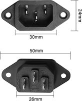 IEC C14 Toma de corriente 10A 250V AC Tornillo en PCB Entrada-Panel Conector de montaje en chasis