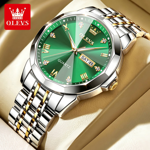 Montre-bracelet de luxe pour homme OLEVS 9931 en acier inoxydable, mouvement à quartz original, miroir losange, étanche, avec cadran en verre lumineux - Product Image 4