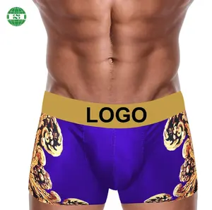 Personalized tags men's trunks customized logo waistband boxer short all over printed with your own design