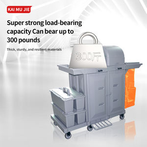 Chariot de nettoyage à 4 roues en plastique série YJ-01, sac à linge pour chambres d'hôtel, chariot utilitaire multifonctionnel à pousser à la main, capacité de 150 kg - Product Image 4