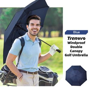 Ombrello da Golf Semiautomatico a Doppio Strato, Best Seller Transfrontaliero, con Manico Lungo, Molla Rinforzata, in Poliestere, Antivento e Parasole - Product Image 2