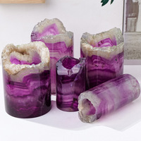Lampe en cristal de fluorite arc-en-ciel naturelle Letsun, pierre brute cylindrique polie, veilleuse LED, décoration de chambre à coucher, mariage/anniversaire