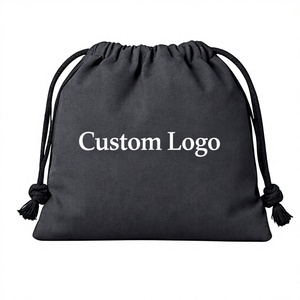 Customized logo Natural <b>Canvas</b> Cotton <b>Drawstring</b> <b>Bag</b> Pouch Small Muslin Black Cloth Double String Dust <b>Bag</b> for Jewely - Product Image 1