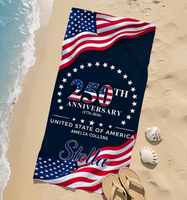 Ventes chaudes : Serviette de plage en microfibre pour le 250e anniversaire, séchage rapide, absorbante, légère, pour la plage, la piscine, le camping