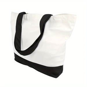 Sac fourre-tout en toile de couleur unie portable avec logo personnalisé rangement pliable avec motif d'épissage motif de lettres colorées - Product Image 2