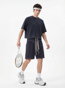 Camiseta Oversize de Manga Raglán con Tejido Waffle para Hombre, Estilo Vintage Desgastado, Streetwear, Algodón Pesado, Diseño con Salpicaduras de Pintura - Product Image 4