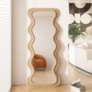 Espejo Decorativo Moderno con Marco de Ondas y Terciopelo, Espejo de Cuerpo Entero Personalizado en Lote - Product Image 2