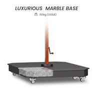 Parasol cantilever de luxe en aluminium pour jardin et extérieur, avec finition imitation bois, éclairage LED et inclinaison réglable