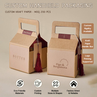 Boîte cadeau pliable en kraft personnalisée avec fenêtre pour fleurs, sac de transport pour bouquet à longue poignée, sac cadeau haut de gamme