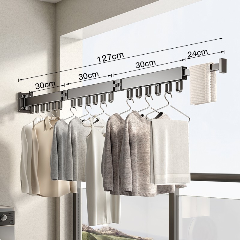Grey 3-fold 18-piece movable hook