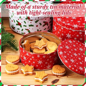 Giáng sinh Cookie tins thiết lập <span class=keywords><strong>3</strong></span> kích cỡ trang trí kim loại làm tổ Container có nắp đậy cho kỳ nghỉ xử lý kẹo SÔCÔLA nhai kẹo cao su - Product Image 5