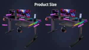 Bureau de jeu en forme de L avec éclairage LED noir RGB - Product Image 5