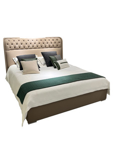 Camera da letto in vera pelle, un letto con <span class=keywords><strong>dimensioni</strong></span> di 2*2.2 metri un grande letto <span class=keywords><strong>matrimoniale</strong></span> in vera pelle ricamata - Product Image 5