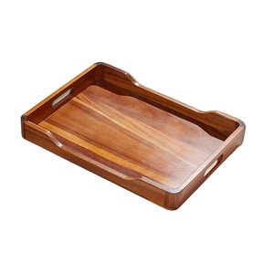 Wood Serving Tray with Handles Tray for Coffee Table <strong>Breakfast</strong> Dinner &amp; <strong>Bar</strong> Rustic Decorative Storage Tray House Warming Gifts - Product Image 4
